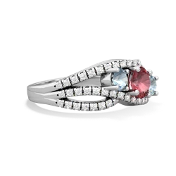 Pink Tourmaline Three Stone Aurora 14K White Gold ring R3080