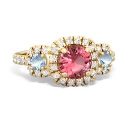 Pink Tourmaline Regal Halo 14K Yellow Gold ring R5350