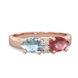 Pink Tourmaline Pear Bowtie 14K Rose Gold ring R0865