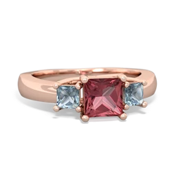 Pink Tourmaline Three Stone Trellis 14K Rose Gold ring R4015