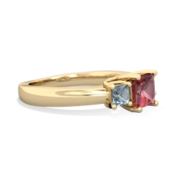 Pink Tourmaline Three Stone Trellis 14K Yellow Gold ring R4015