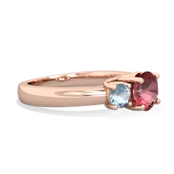 Pink Tourmaline Three Stone Round Trellis 14K Rose Gold ring R4018