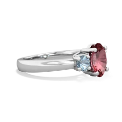 Pink Tourmaline Three Stone Oval Trellis 14K White Gold ring R4024