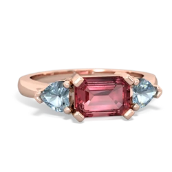 Pink Tourmaline Three Stone 14K Rose Gold ring R5235