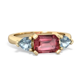 Pink Tourmaline Three Stone 14K Yellow Gold ring R5235