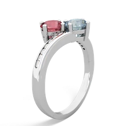 Pink Tourmaline Channel Set Two Stone 14K White Gold ring R5303