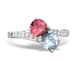 Pink Tourmaline Channel Set Two Stone 14K White Gold ring R5303