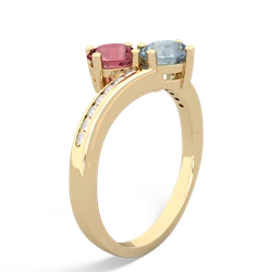 Pink Tourmaline Channel Set Two Stone 14K Yellow Gold ring R5303