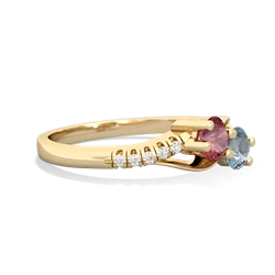 Pink Tourmaline Infinity Pave Two Stone 14K Yellow Gold ring R5285