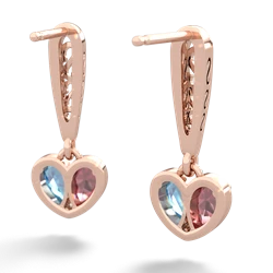 Pink Tourmaline Filligree Heart 14K Rose Gold earrings E5070