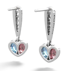 Pink Tourmaline Filligree Heart 14K White Gold earrings E5070