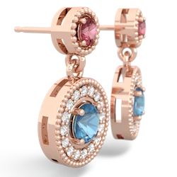 Pink Tourmaline Halo Dangle 14K Rose Gold earrings E5319