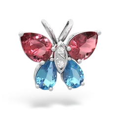 Pink Tourmaline Butterfly 14K White Gold pendant P2215