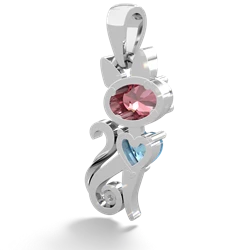 Pink Tourmaline Kitten 14K White Gold pendant P5780