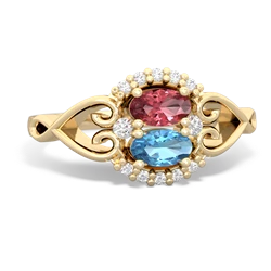 Pink Tourmaline Love Nest 14K Yellow Gold ring R5860