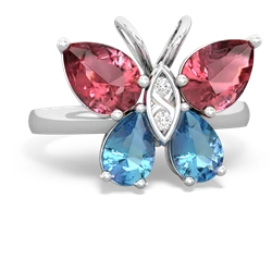 Pink Tourmaline Butterfly 14K White Gold ring R2215