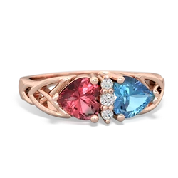 Pink Tourmaline Celtic Knot Double Heart 14K Rose Gold ring R5040