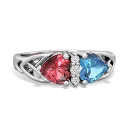 Pink Tourmaline Celtic Knot Double Heart 14K White Gold ring R5040