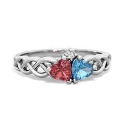 Pink Tourmaline Heart To Heart Braid 14K White Gold ring R5870