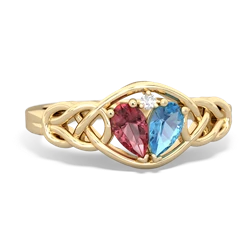 Pink Tourmaline Celtic Love Knot 14K Yellow Gold ring R5420