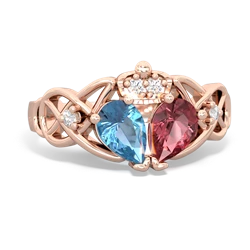 Pink Tourmaline 'One Heart' Celtic Knot Claddagh 14K Rose Gold ring R5322