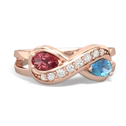 Pink Tourmaline Diamond Infinity 14K Rose Gold ring R5390