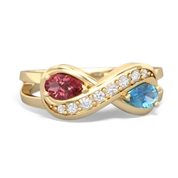 Pink Tourmaline Diamond Infinity 14K Yellow Gold ring R5390