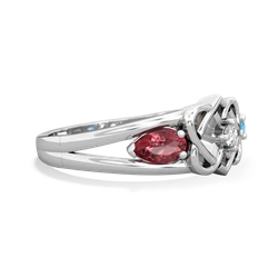 Pink Tourmaline Hearts Intertwined 14K White Gold ring R5880