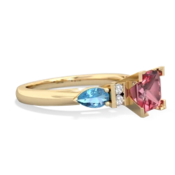 Pink Tourmaline 6Mm Princess Eternal Embrace Engagement 14K Yellow Gold ring C2002