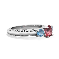 Pink Tourmaline Art Deco Eternal Embrace Engagement 14K White Gold ring C2003