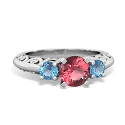 Pink Tourmaline Art Deco Eternal Embrace Engagement 14K White Gold ring C2003