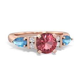 Pink Tourmaline 6Mm Round Eternal Embrace Engagement 14K Rose Gold ring R2005