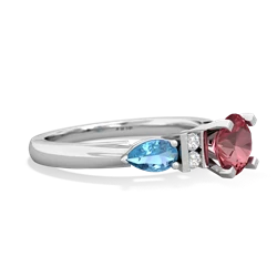 Pink Tourmaline 6Mm Round Eternal Embrace Engagement 14K White Gold ring R2005