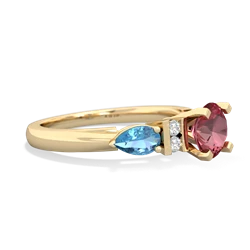 Pink Tourmaline 6Mm Round Eternal Embrace Engagement 14K Yellow Gold ring R2005