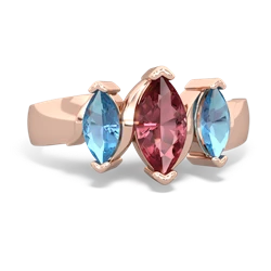 Pink Tourmaline Three Peeks 14K Rose Gold ring R2433