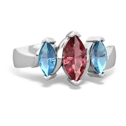 Pink Tourmaline Three Peeks 14K White Gold ring R2433