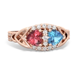 Pink Tourmaline Sparkling Celtic Knot 14K Rose Gold ring R2645