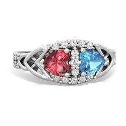 Pink Tourmaline Sparkling Celtic Knot 14K White Gold ring R2645