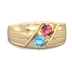 Pink Tourmaline Men's Streamline 14K Yellow Gold ring R0460