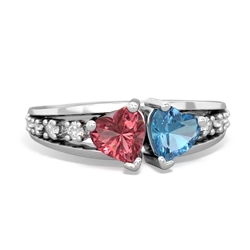 Pink Tourmaline Heart To Heart 14K White Gold ring R3342