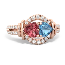 Pink Tourmaline Art-Deco Keepsake 14K Rose Gold ring R5630