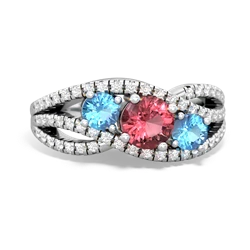 Pink Tourmaline Three Stone Aurora 14K White Gold ring R3080