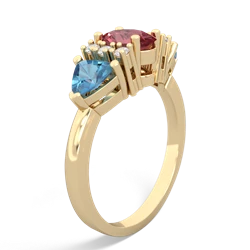 Pink Tourmaline Antique Style Three Stone 14K Yellow Gold ring R2186