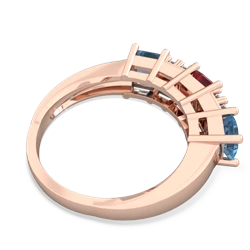 Pink Tourmaline Three Stone Diamond Cluster 14K Rose Gold ring R2592