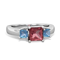 Pink Tourmaline Three Stone Trellis 14K White Gold ring R4015