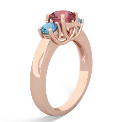 Pink Tourmaline Three Stone Round Trellis 14K Rose Gold ring R4018