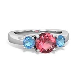 Pink Tourmaline Three Stone Round Trellis 14K White Gold ring R4018