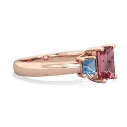 Pink Tourmaline Three Stone Emerald-Cut Trellis 14K Rose Gold ring R4021