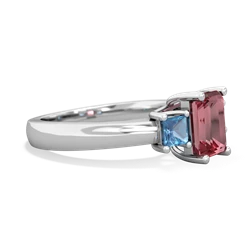 Pink Tourmaline Three Stone Emerald-Cut Trellis 14K White Gold ring R4021