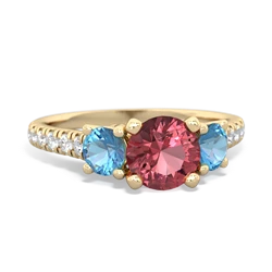 Pink Tourmaline Pave Trellis 14K Yellow Gold ring R5500